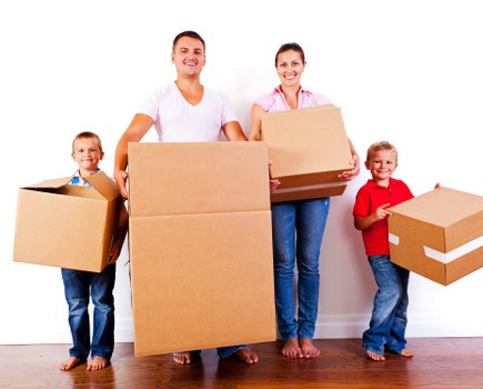 Household boxes and moving supplies ready for transport
