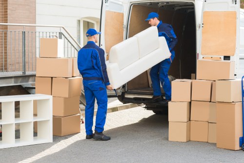Local removal van outside a residential street in Colliers Wood