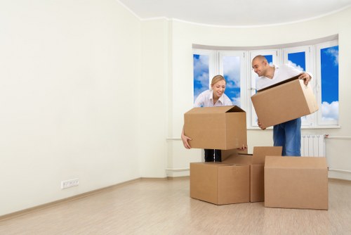 Commercial moving team handling office items in Colliers Wood